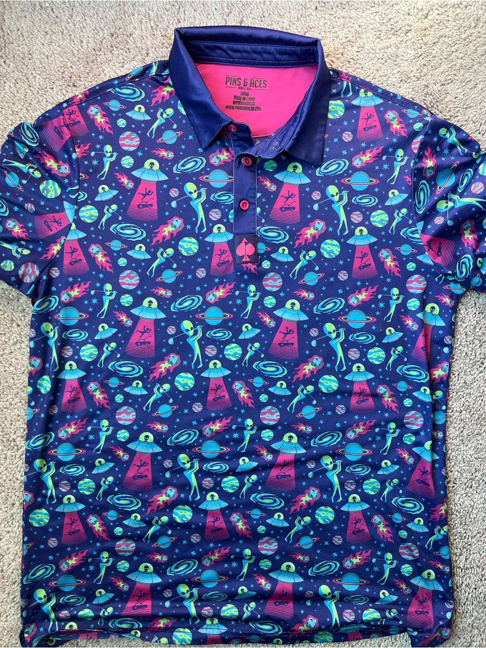 Pins & Aces Men’s Space-Print Polo Shirt